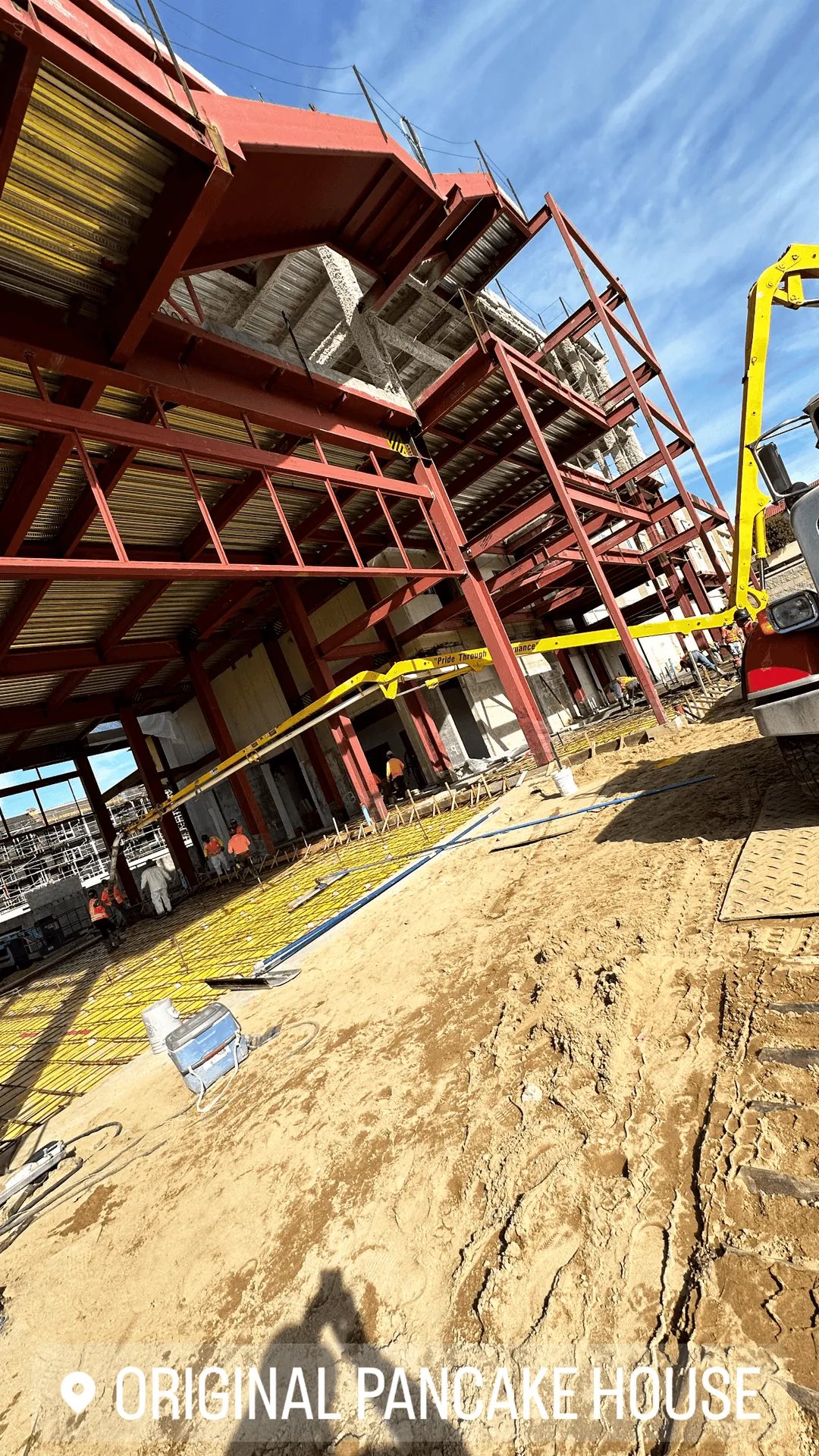 Heavy steel and concrete structural framing